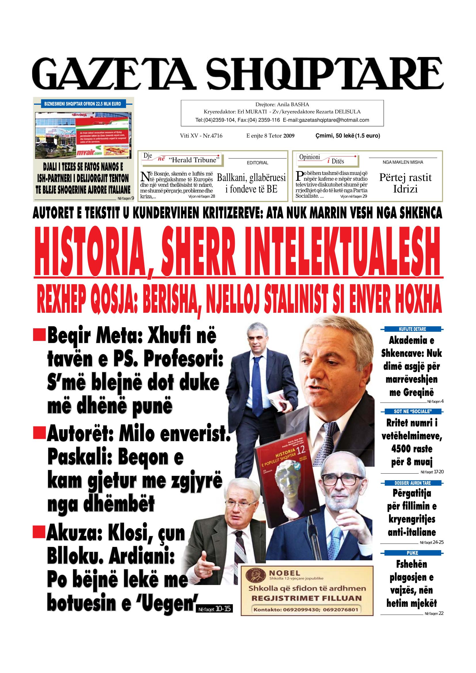 Gazeta Shqiptare 2009-10-08
